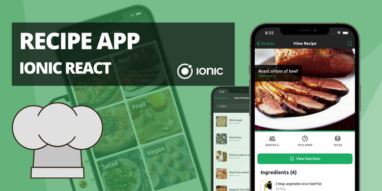 A recipe app with search facility, showing nutrition and ingredients