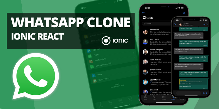 A clone of the WhatsApp UI (IOS, dark mode)