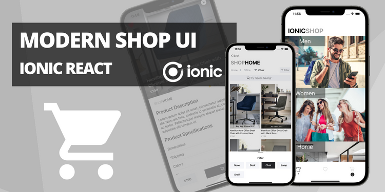 A modern style shop app UI with animations and Ionic 6 components.